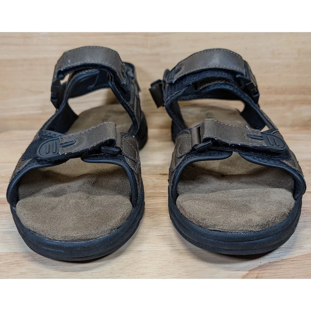 St Johns Bay Mens Brown Sport Hiking Sandals 016-6203 Size 10M‎ Hook Loop Straps